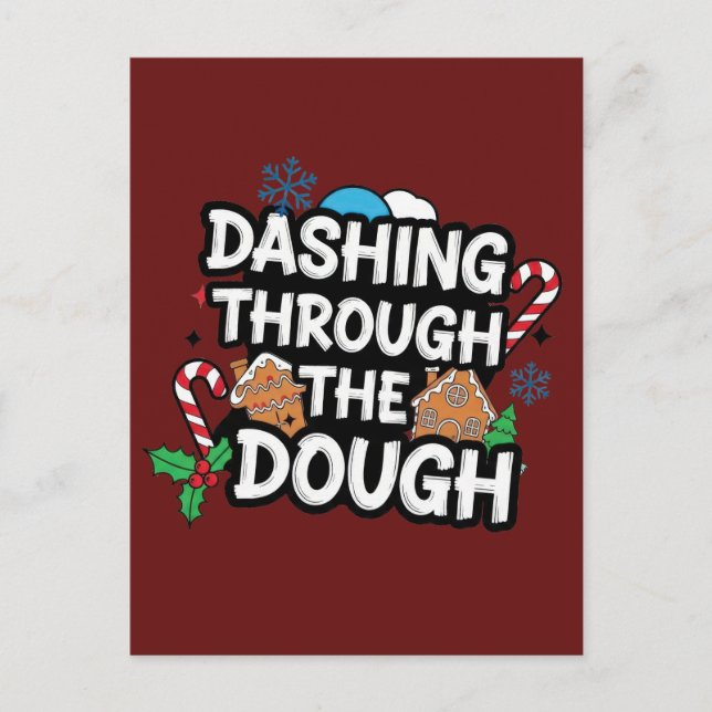 Cartão Postal Dashing Through the Dough Christmas (Frente)