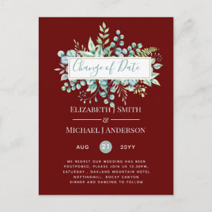 Cartão Postal Data da Alteração do Evento Verde Eucalyptus