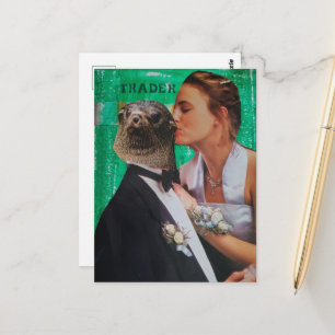 Cartão Postal Data de Baile Surrealista Colagem Mídia Mista
