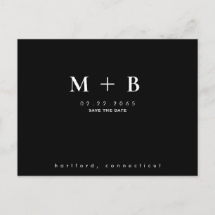 Cartão Postal Data de Casamento com QR Inicial Simples Preto