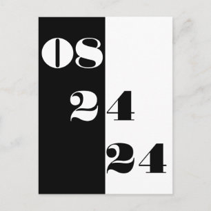 Cartão Postal Data de casamento legal Preto e Branco Salvar a Da