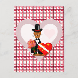 Cartão Postal Data de São Valentim de Oliver com Fundo do Coraçã