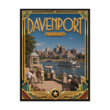 Davenport Iowa Vintage Art Deco Era de Ouro