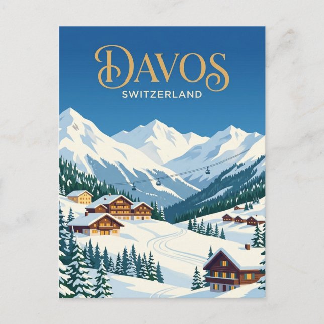 Cartão Postal Davos, Suíça (Frente)