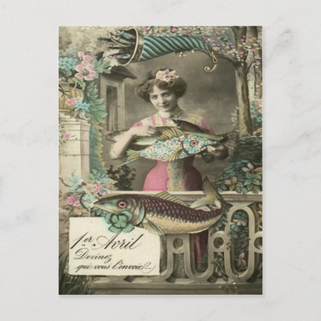 Cartão Postal D'avril de Poisson do Cornucopia dos peixes da (Frente)