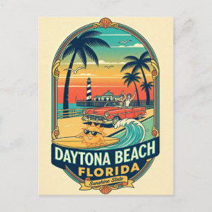 Cartão Postal Daytona Beach Flórida Retro anos 1950