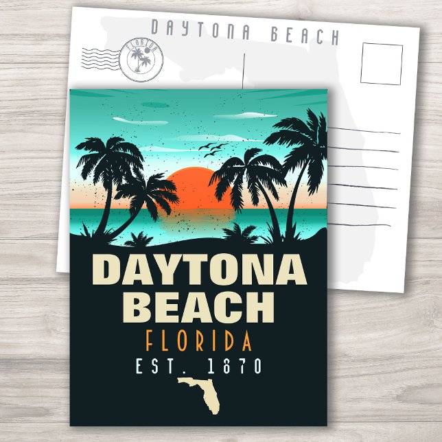 Cartão Postal Daytona Beach Florida Retro Sunset Souvenirs (Criador carregado)