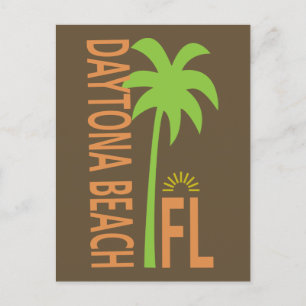 Cartão Postal Daytona Beach tipográfico com palmeira