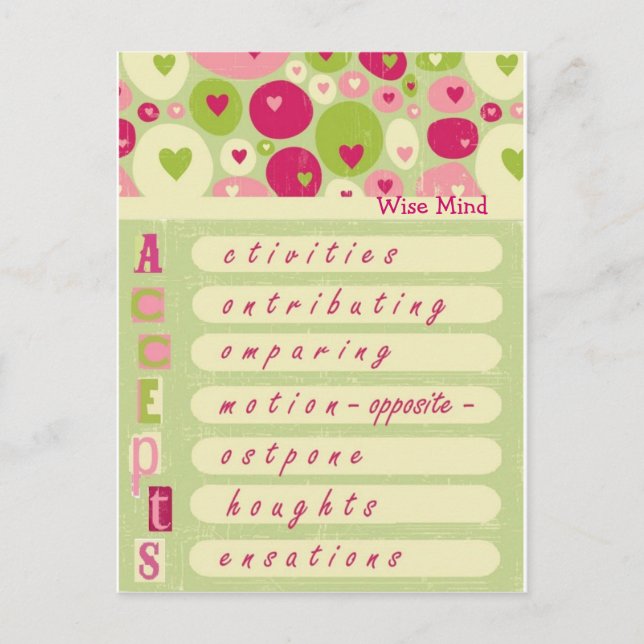 Cartão Postal DBT Wise Mind "aceita" (Frente)