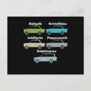 Cartão Postal DDR Trabi alle Farben der kultigen Pappe