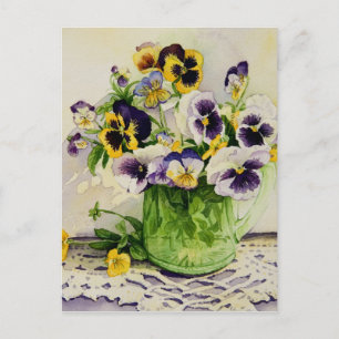 Cartão postal de 1794 Pansies em Vidro Verde