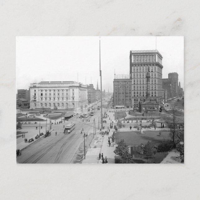Cartão postal de 1906 Public Square Cleveland Ohio (Frente)