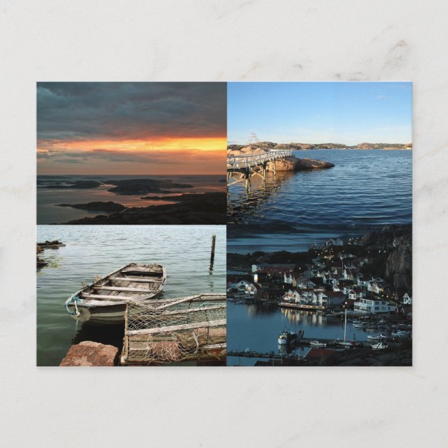 Cartão postal de 4 imagens da Bovallstrand (sem te (Frente)