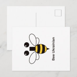 Cartão postal de abelha ucraniana fofa minimalista