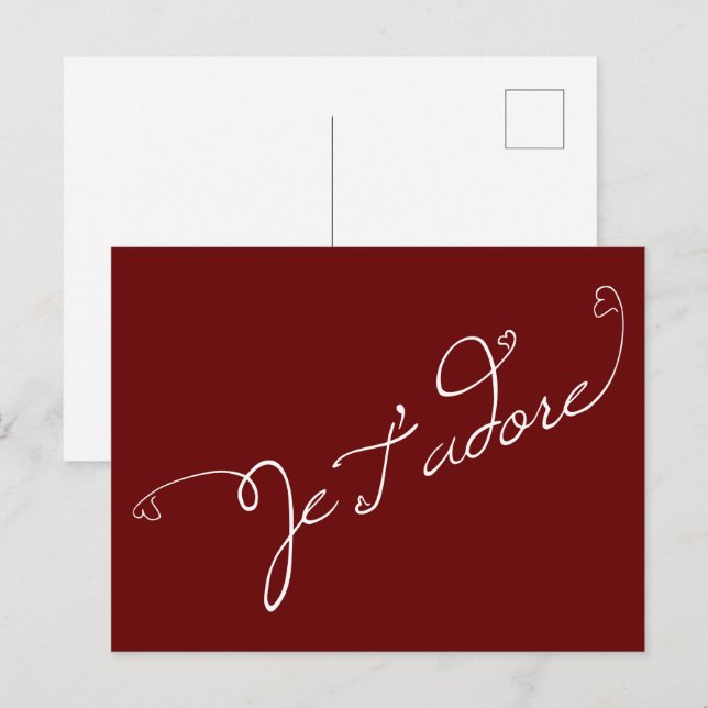 Cartão postal de adore Je T' (Frente/Verso)