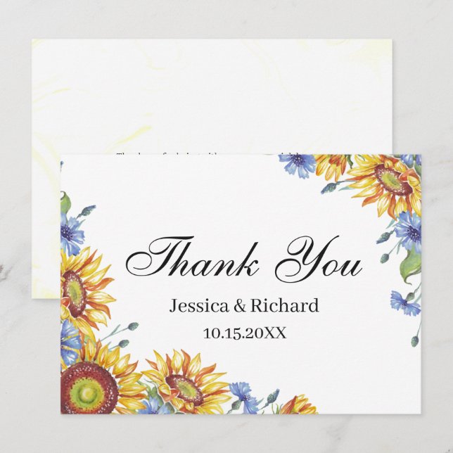 Cartão postal de agradecimento aquarela da Ucrânia (Frente/Verso)