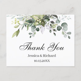 Cartão postal de agradecimento aquarela de eucalip