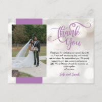Cartão postal de agradecimento Bokeh de casamento