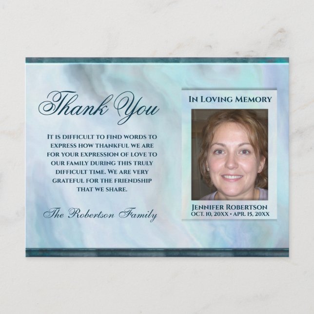 Cartão postal de agradecimento com foto de funeral (Frente)
