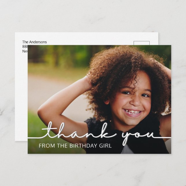 Cartão postal de agradecimento de aniversário com  (Frente/Verso)