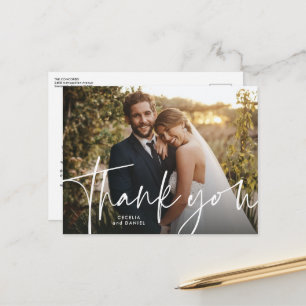 Cartão postal de agradecimento de casamento com fo