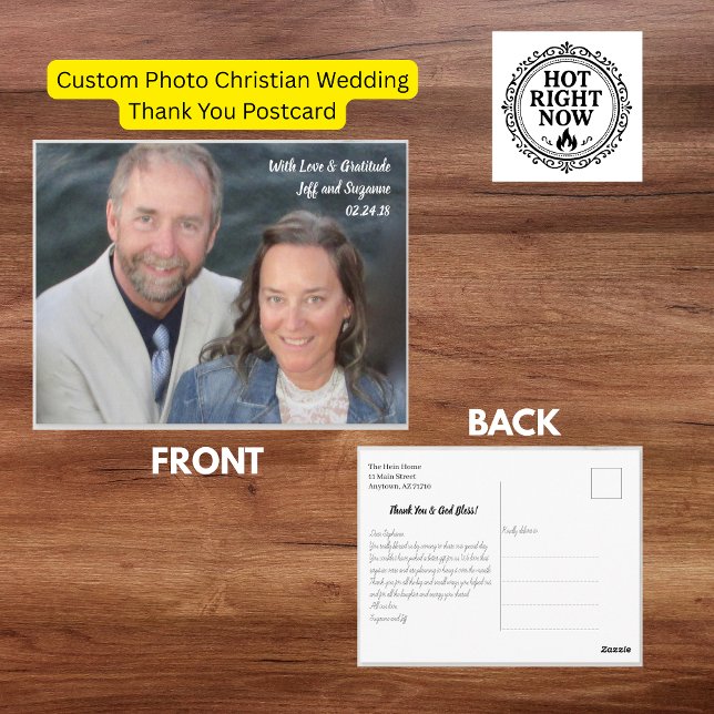 Cartão postal de agradecimento de casamento cristã (Custom Photo Christian Wedding Thank You Postcard)