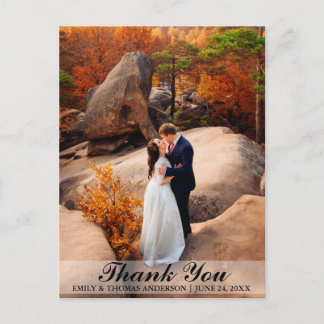 Cartão postal de agradecimento de casamento da noi