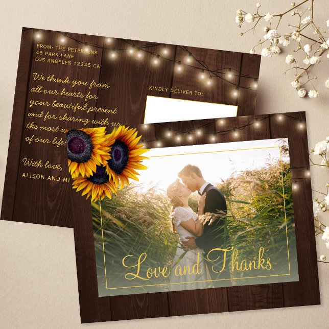 Cartão postal de agradecimento de casamento rústic (Criador carregado)