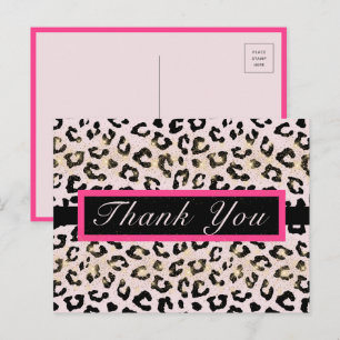 Cartão postal de agradecimento de estampa de leopa