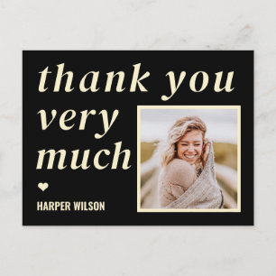 Cartão postal de agradecimento de foto com palavra