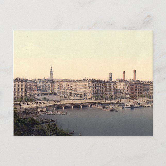 Cartão postal de Alemanha Alsterarkaden Hamburg (Frente)