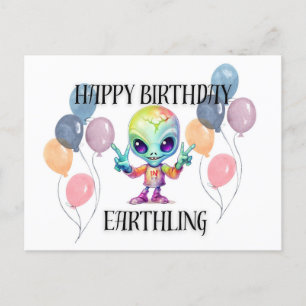 Cartão postal de alienígena "Feliz Aniversário"