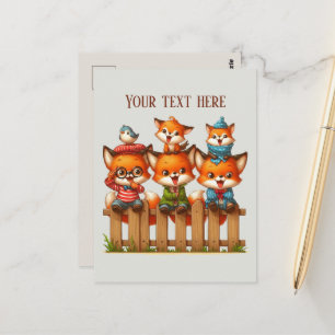 Cartão postal de amantes de raposas fofas