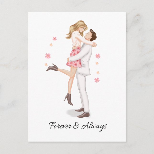 Cartão Postal de Amor de Casal Romântico (Frente)