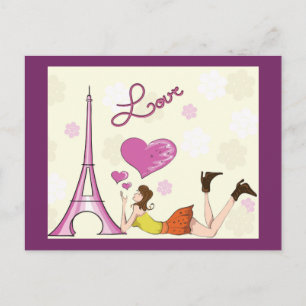 CARTÃO POSTAL DE AMOR DE TORRE EIFFEL