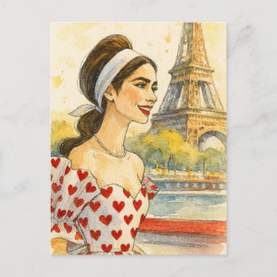 Cartão Postal de Amor Romântico Paris Homem Mulher