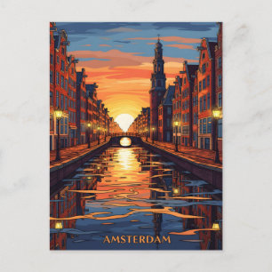 Cartão Postal de Amsterdã Holanda Viagem Antiga