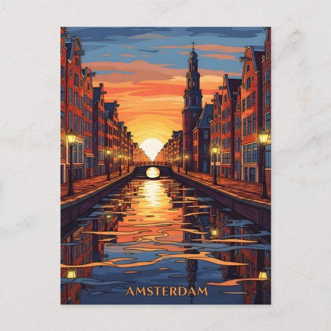 Cartão Postal de Amsterdã Holanda Viagem Antiga (Frente)