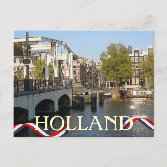 Cartão postal de Amsterdam Bridge Holland (Frente)
