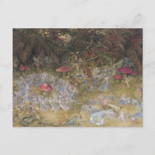 Cartão postal de anéis de fadas e cogumelos antigo (Frente)