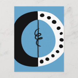 Cartão Postal de Anel Grosso Preto Branco e Azul