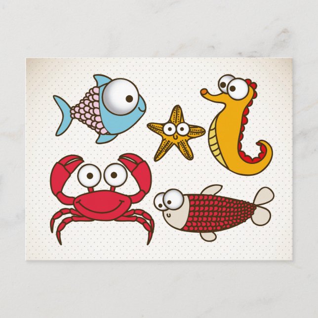 Cartão postal de animais marinhos antigos (Frente)