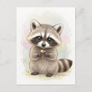 Cartão postal de animais selvagens bebê guaxinim j
