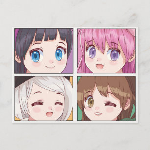 Cartão postal de anime fofo