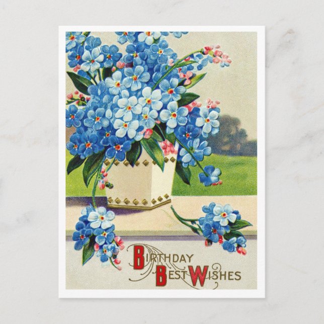 Cartão Postal de Aniversário Antigo (Frente)