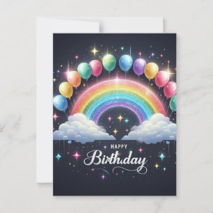Cartão postal de aniversário - Arco-íris cintilant