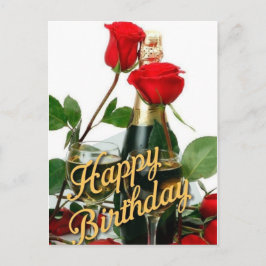 Cartão postal de aniversário Champanhe & Rosas Ver
