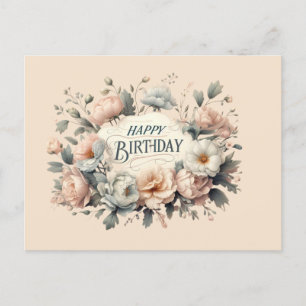 Cartão Postal de Aniversário com Alegria Floral Vi