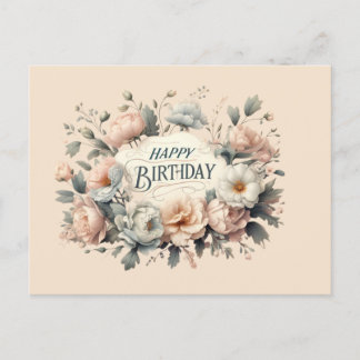 Cartão Postal de Aniversário com Alegria Floral Vi