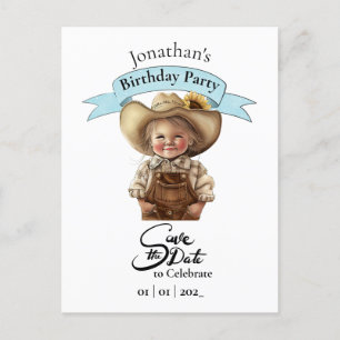 Cartão postal de aniversário Cowboy Save The Date 